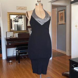 Nu Collective black and silver halter midi dress